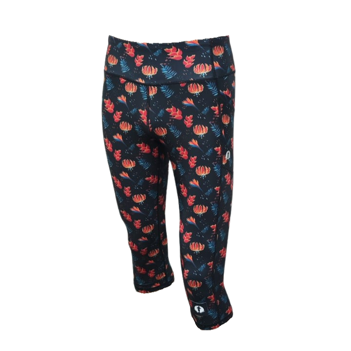 High Waist Funky 3/4 Leggings - Bloom