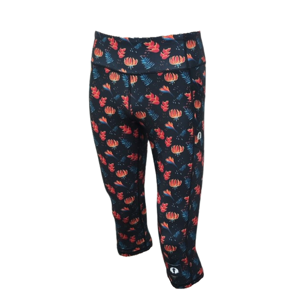 High Waist Funky 3/4 Leggings - Bloom