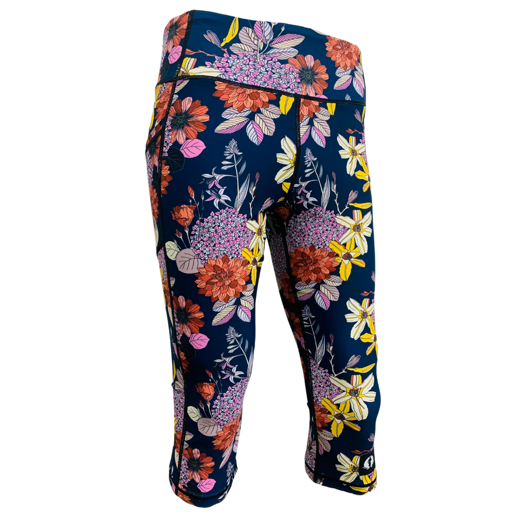 High Waist Funky 3/4 Leggings - Floral Charms