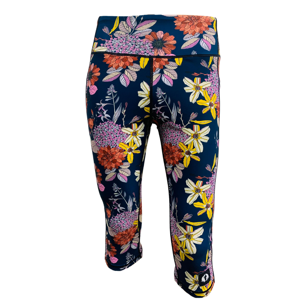 High Waist Funky 3/4 Leggings - Floral Charms
