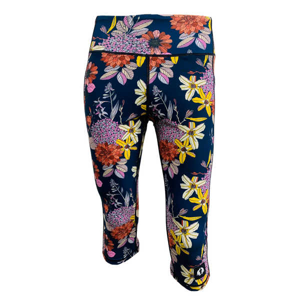 High Waist Funky 3/4 Leggings - Floral Charms