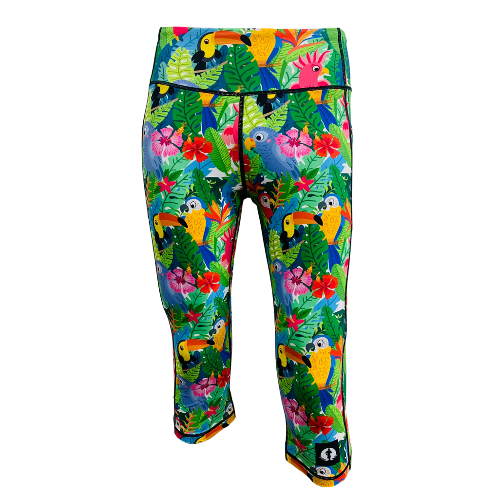 High Waist Funky 3/4 Leggings - Fowl Play