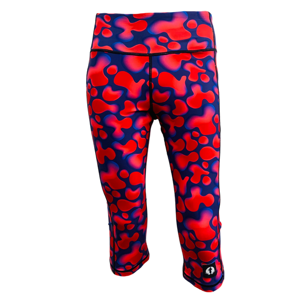 High Waist Funky 3/4 Leggings - Lava