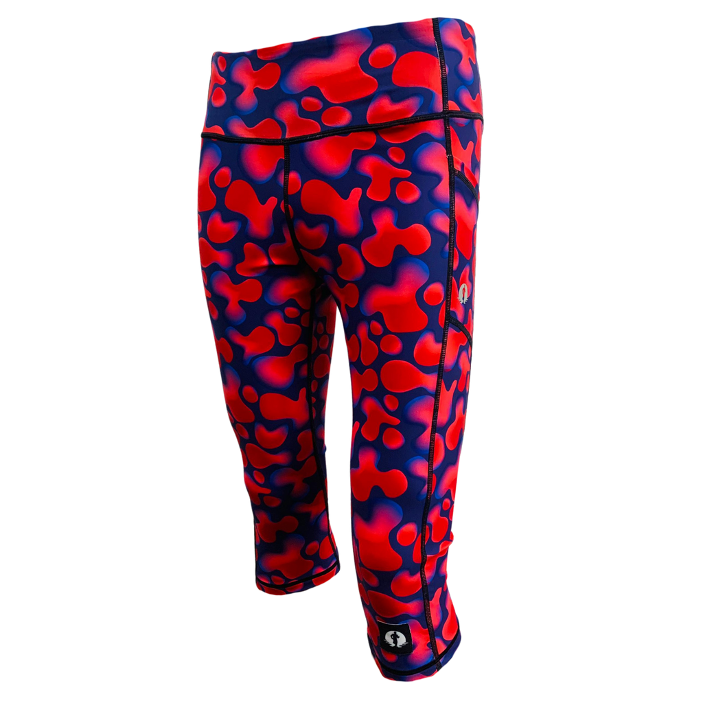 High Waist Funky 3/4 Leggings - Lava