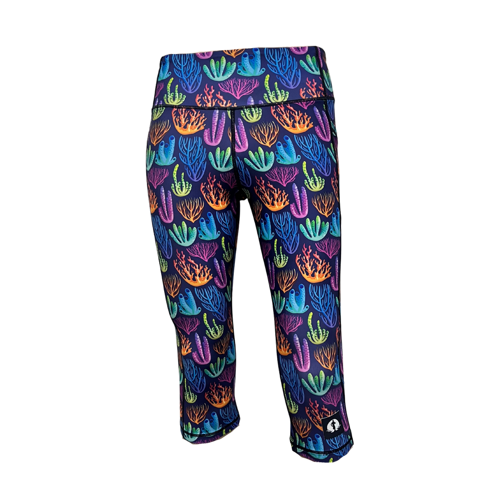 High Waist Funky 3/4 Leggings - Coral Crush