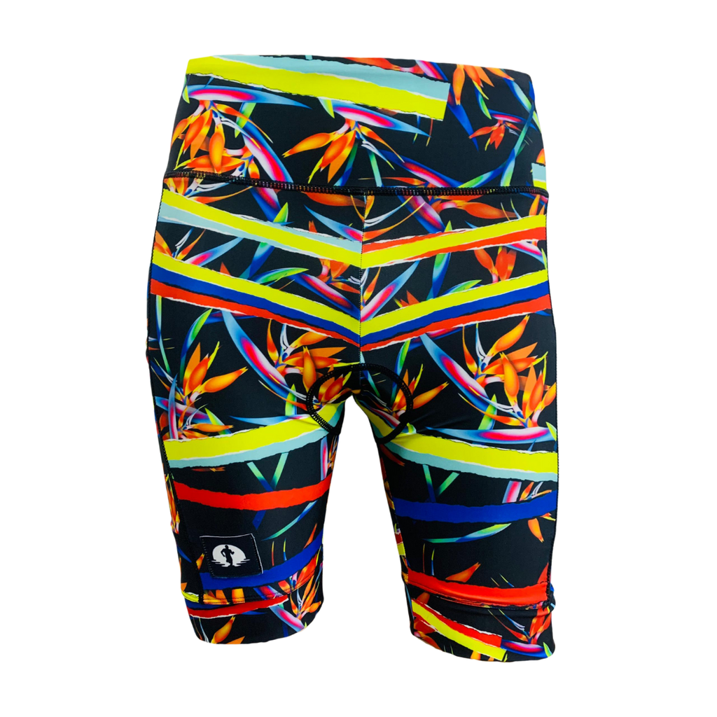 High Waist LADIES Cycling Shorts - Strelitzia Stripes