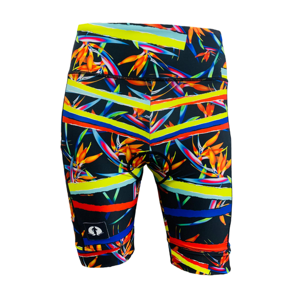 High Waist LADIES Cycling Shorts - Strelitzia Stripes