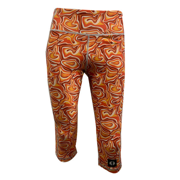 High Waist Funky 3/4 Leggings - Twisted Trails