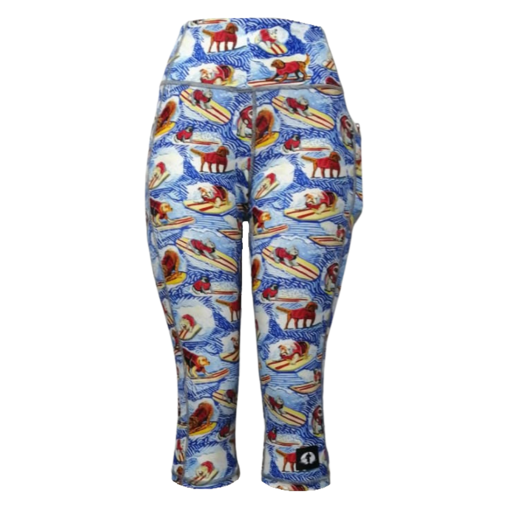 High Waist Funky 3/4 Leggings - SPCA EL Surfer Dogs
