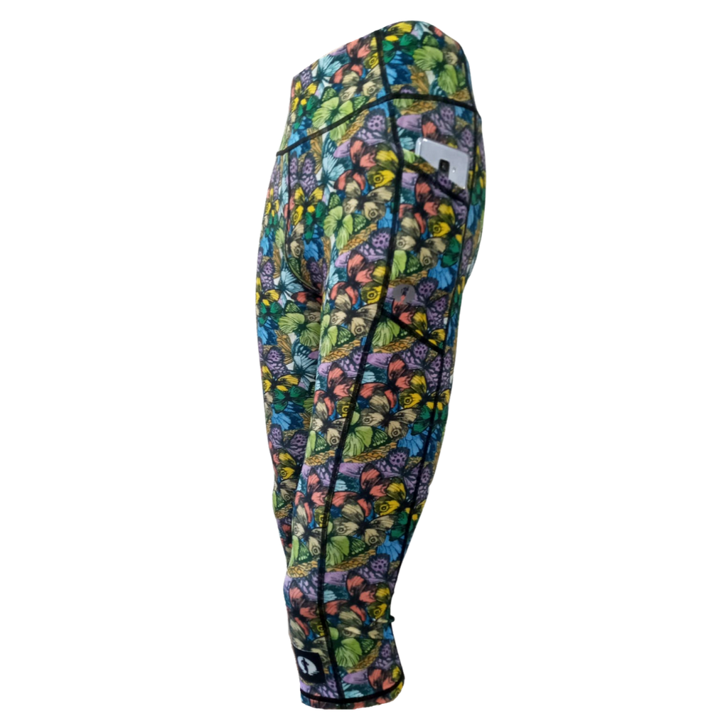 High Waist Funky 3/4 Leggings - Butterflies