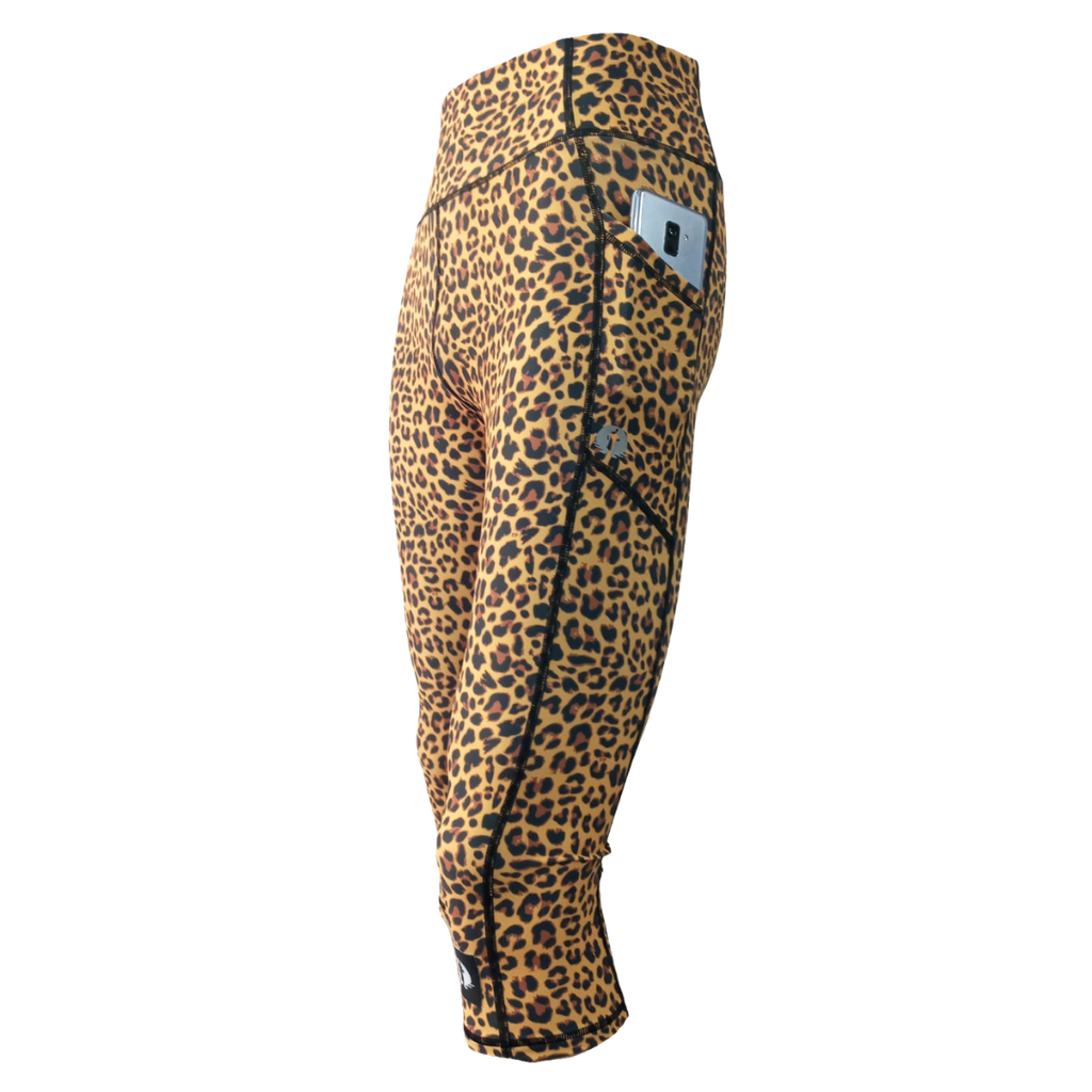 High Waist Funky 3/4 Leggings - Leopard