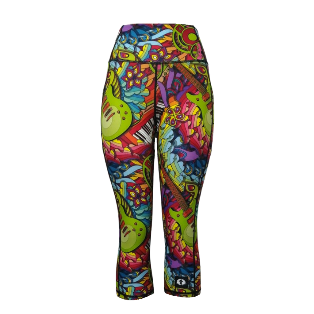 High Waist Funky 3/4 Leggings - 60's Twist