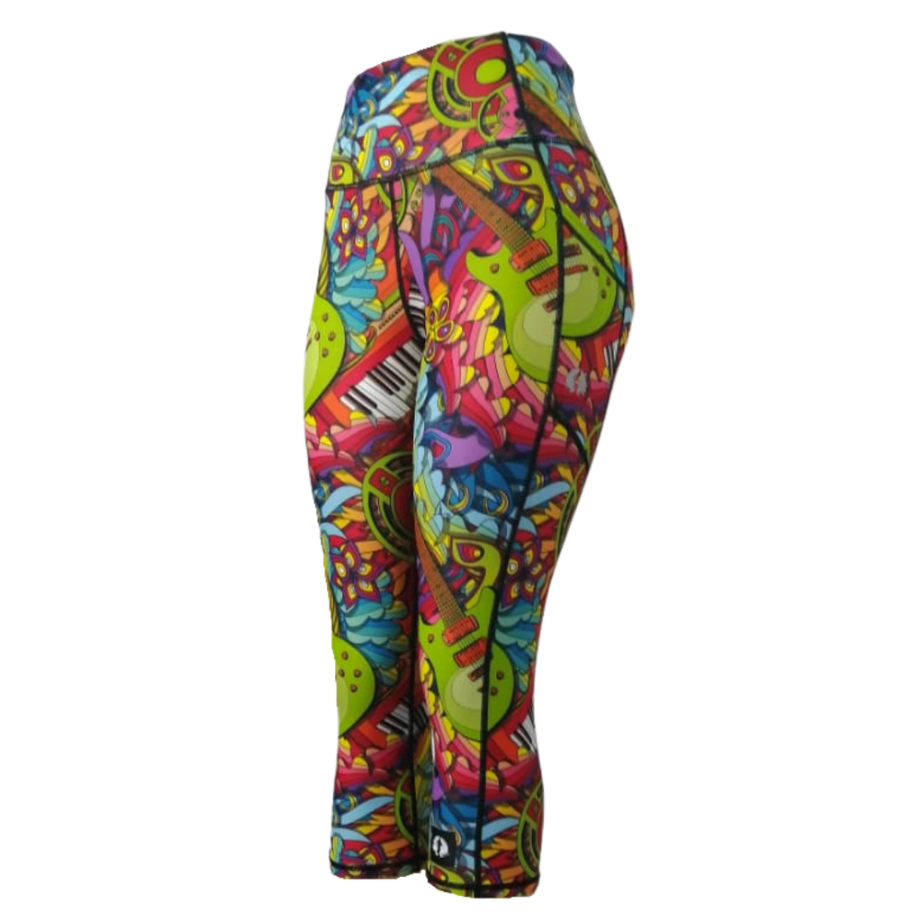 High Waist Funky 3/4 Leggings - 60's Twist