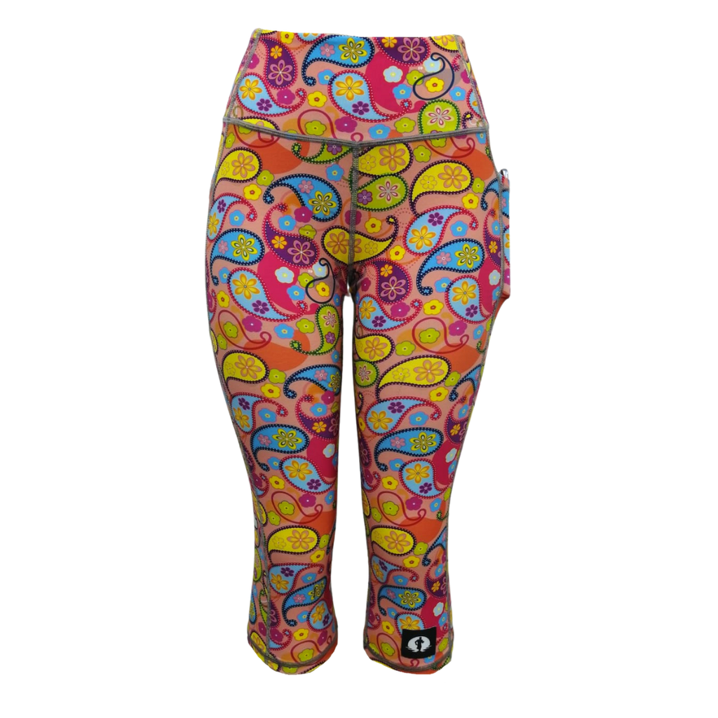 High Waist Funky 3/4 Leggings - Paisley