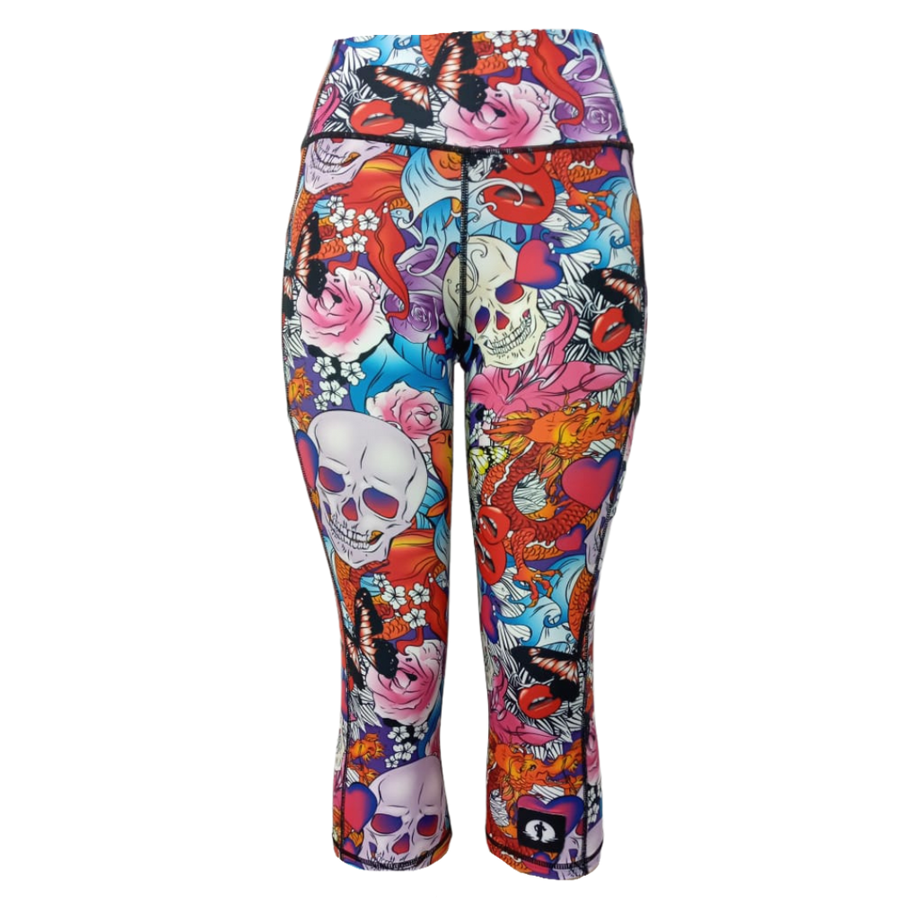 High Waist Funky 3/4 Leggings - Ed Hardy