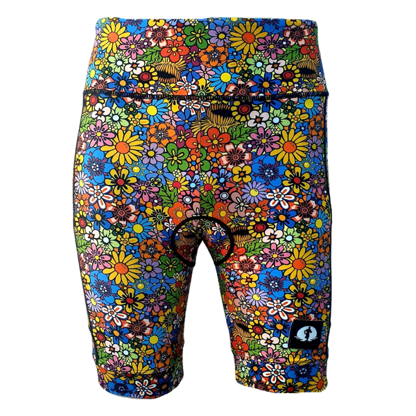 High Waist LADIES Cycling Shorts - Funky Flowers