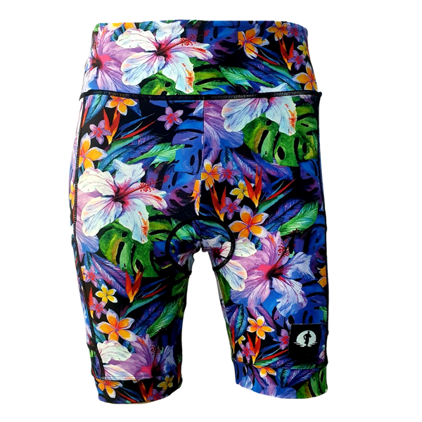 High Waist LADIES Cycling Shorts - Hibiscus