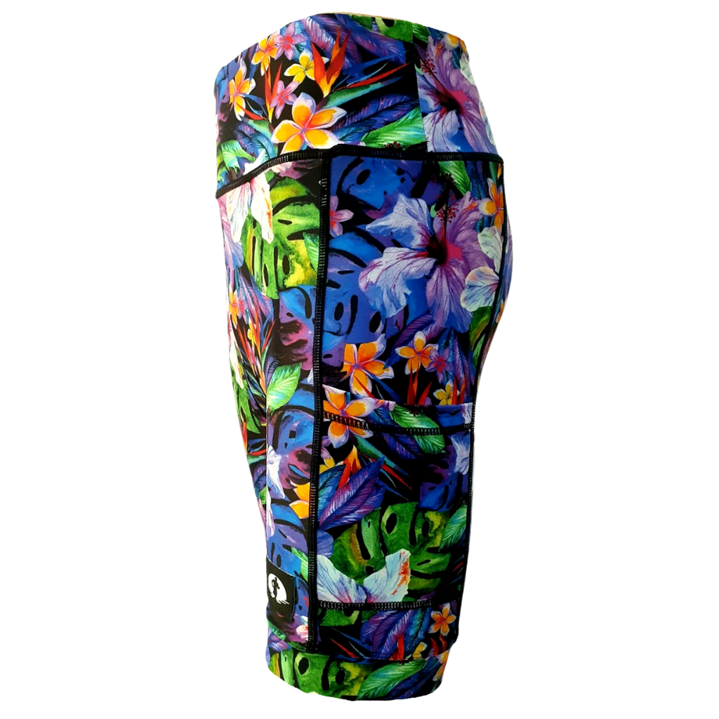 High Waist LADIES Cycling Shorts - Hibiscus