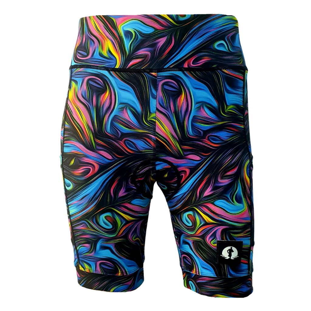 High Waist LADIES Cycling Shorts - Peacock Marble