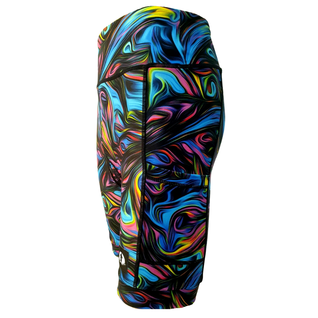 High Waist LADIES Cycling Shorts - Peacock Marble