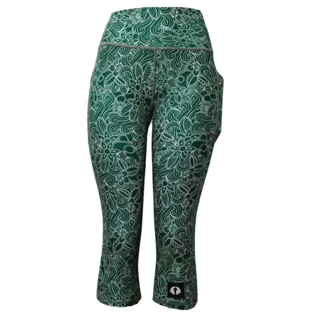 High Waist Funky 3/4 Leggings - Fresh Green