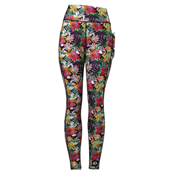 High Waist Full Length - Hibiscus Brights
