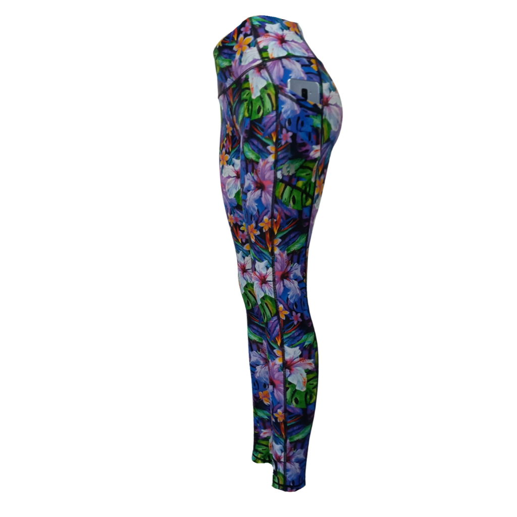 High Waist Full Length - Hibiscus