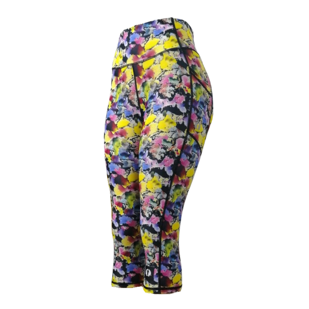 High Waist Funky 3/4 Leggings - Pastel Palette