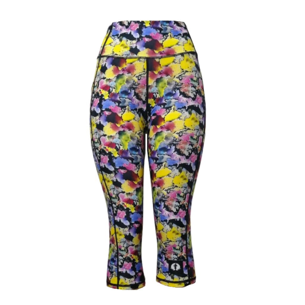 High Waist Funky 3/4 Leggings - Pastel Palette