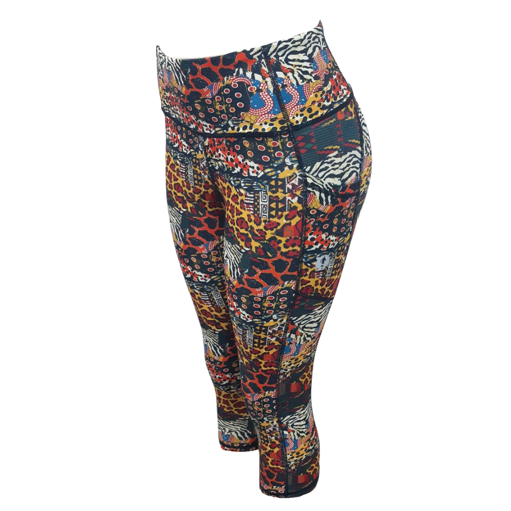 High Waist Funky 3/4 Leggings - Wild